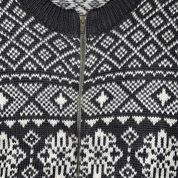 Vintage Wool blend Cardigan Fair Isle Front Zip gray Print Women's Small - Picture 4 of 5